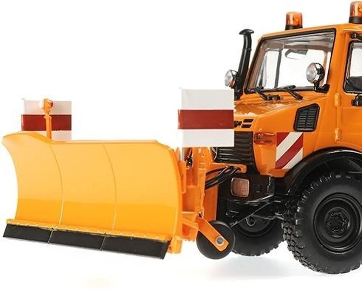 Mercedes-Benz Unimog 1300 L Schneepflug 1:43 - Blauw/Oranje