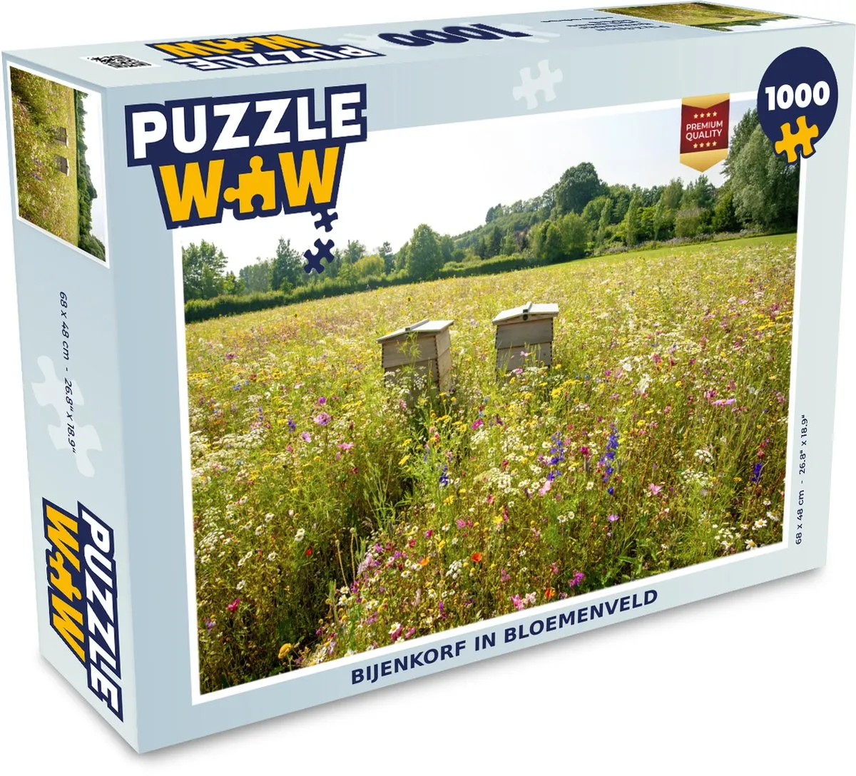 PuzzleWow Puzzel Bijenkorf in Bloemenveld
