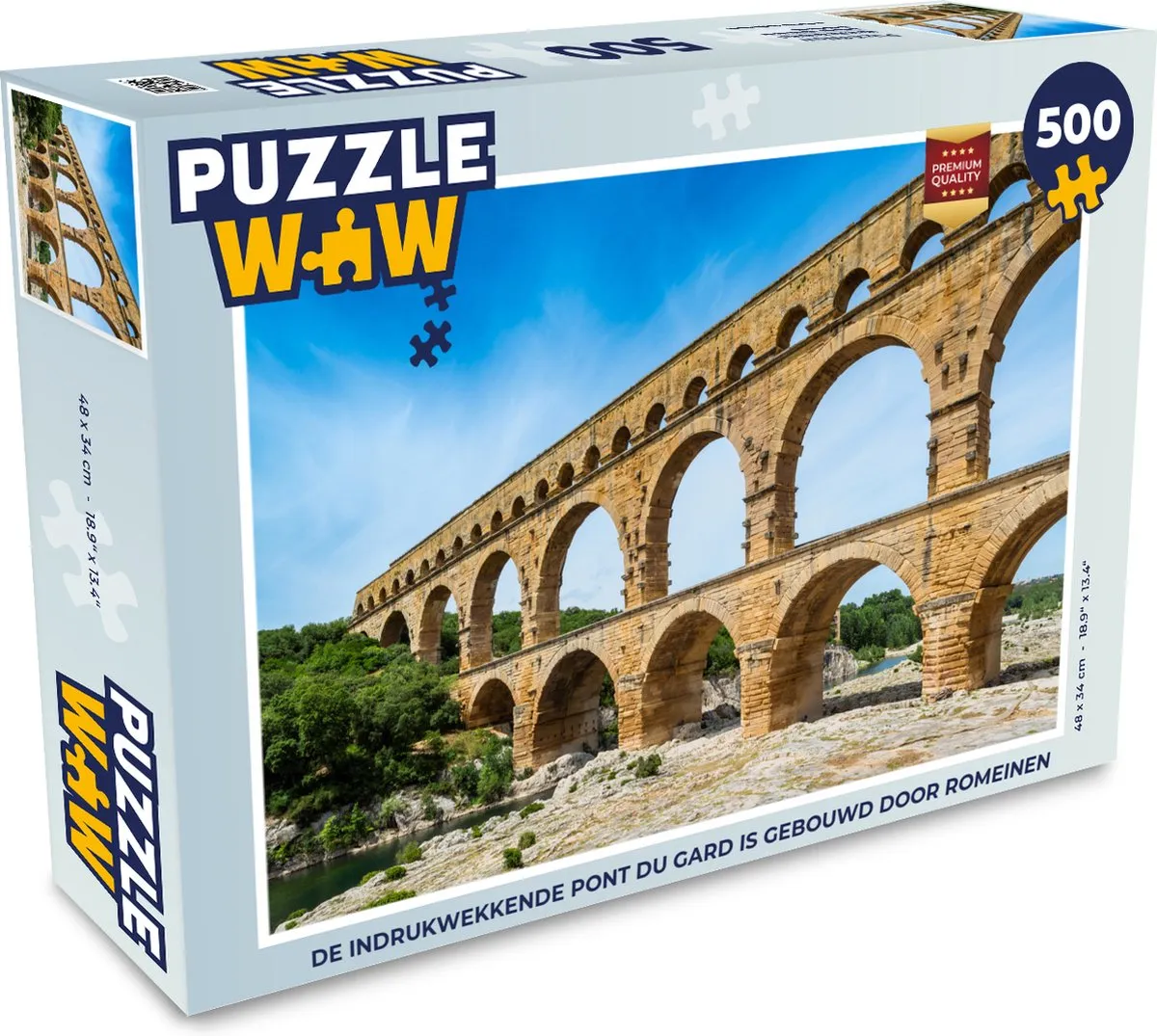 PuzzleWow Legpuzzel Pont du Gard 500 Stuks - Multicolor