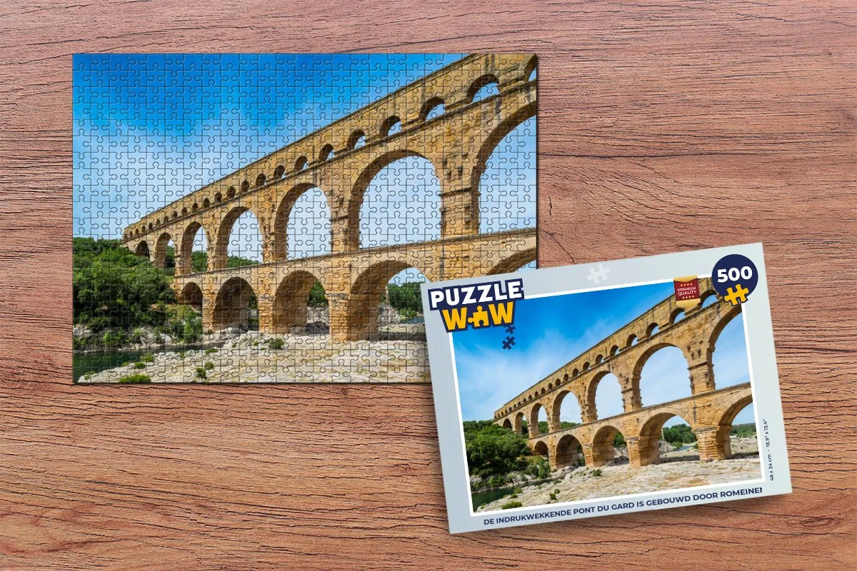 PuzzleWow Legpuzzel Pont du Gard 500 Stuks - Multicolor
