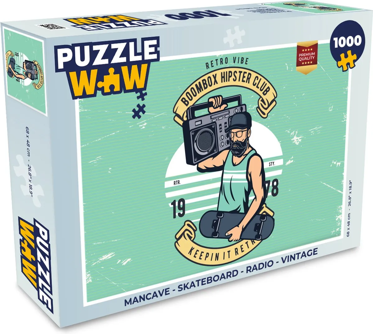 PuzzleWow Mancave Skateboard Radio Legpuzzel 1000 Stuks