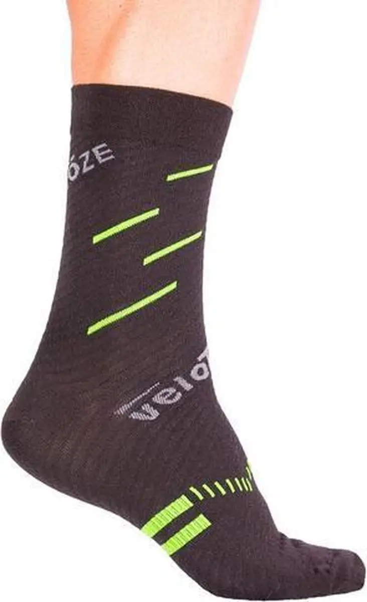 veloToze Cycling Sock Active Compression - Zwart/Geel - L-XL - afbeelding 3 van 3