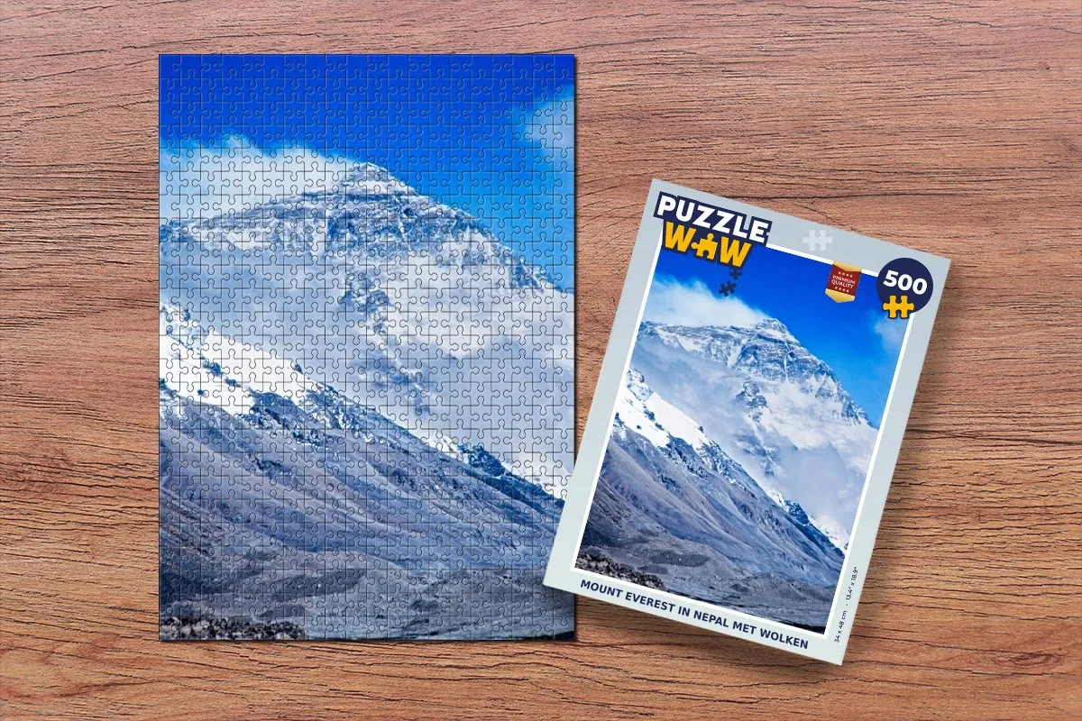 PuzzleWow Mount Everest in Nepal met wolken - Legpuzzel 500 Stuks - Multicolor