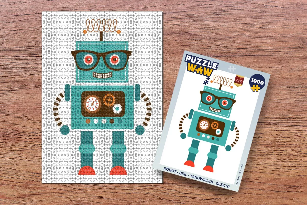 PuzzleWow Robot Bril Tandwielen Gezicht Legpuzzel 1000 Stuks - Multicolor