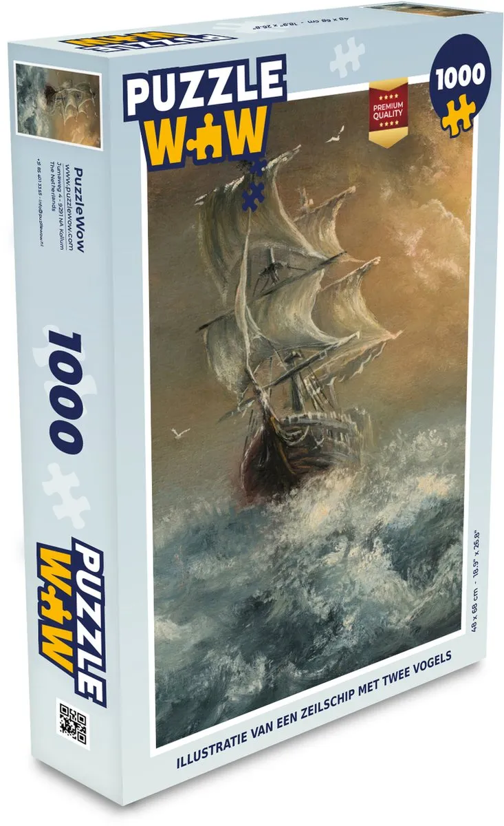 PuzzleWow Legpuzzel Zeilschip met Vogels 1000 Stuks