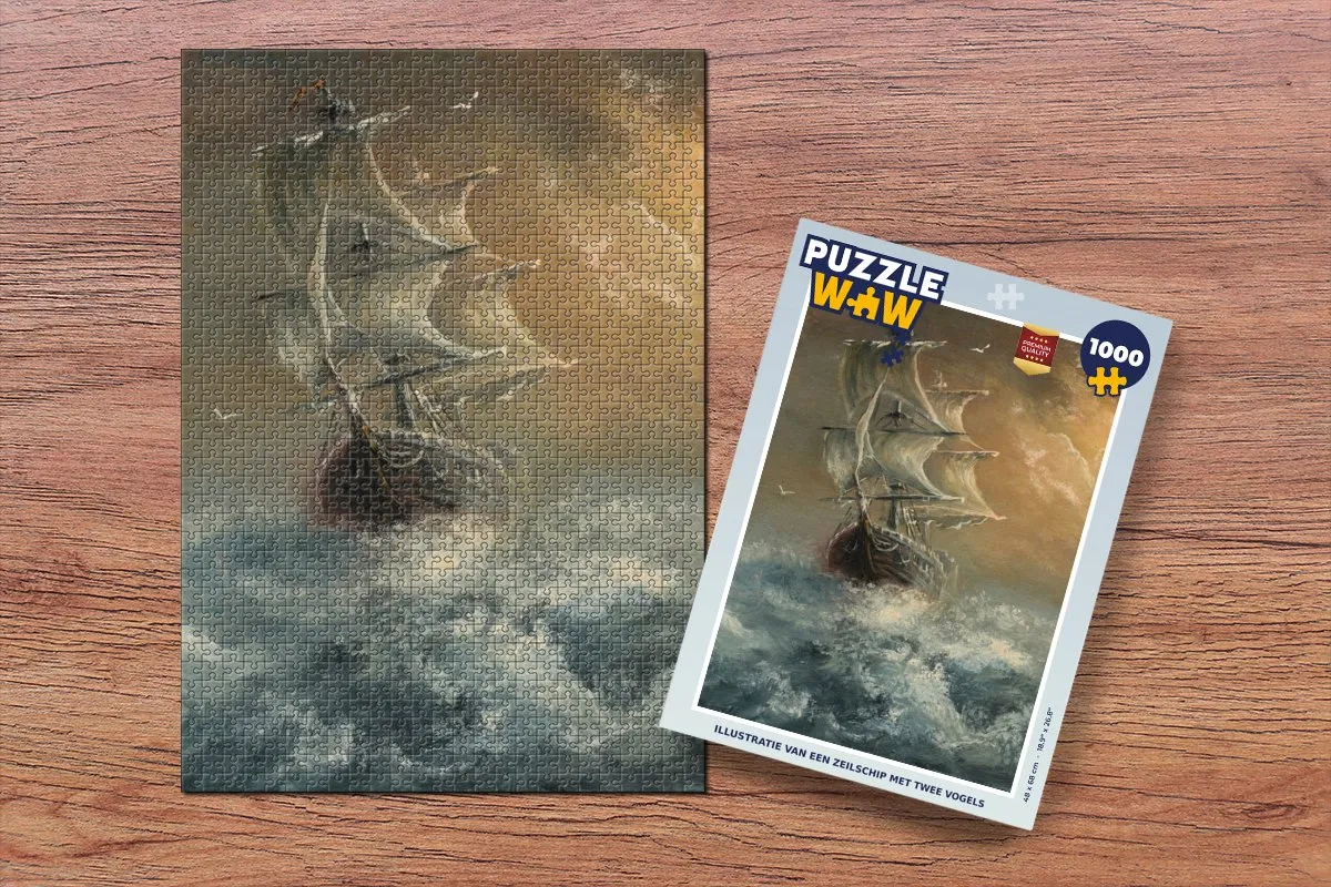 PuzzleWow Legpuzzel Zeilschip met Vogels 1000 Stuks - Multicolor