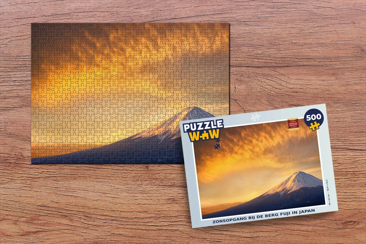 PuzzleWow Legpuzzel Zonsopgang Fuji 500 Stuks - Multicolor