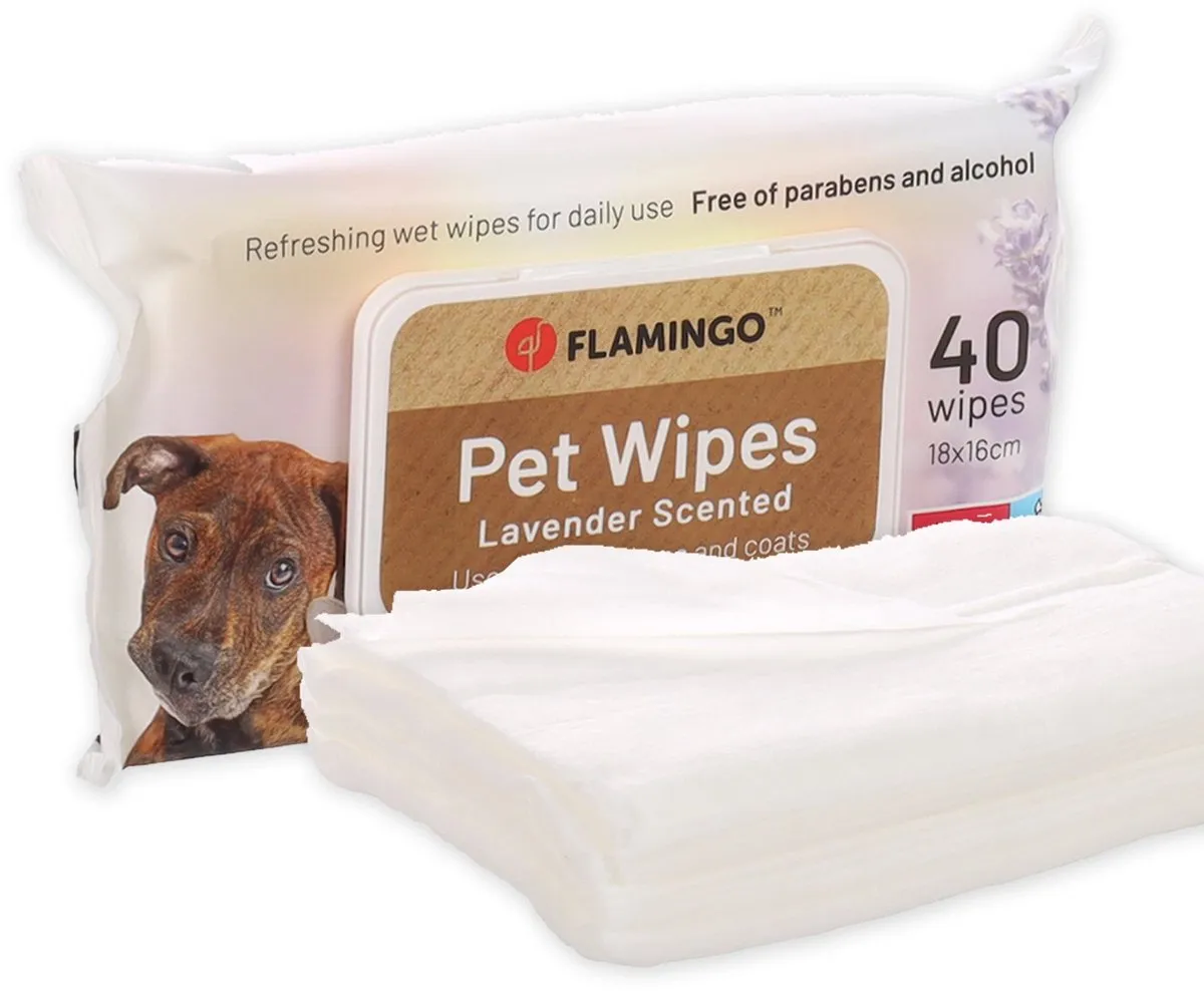 Flamingo Reini Verzorgingsdoekjes Honden Lavendel 40 Stuks