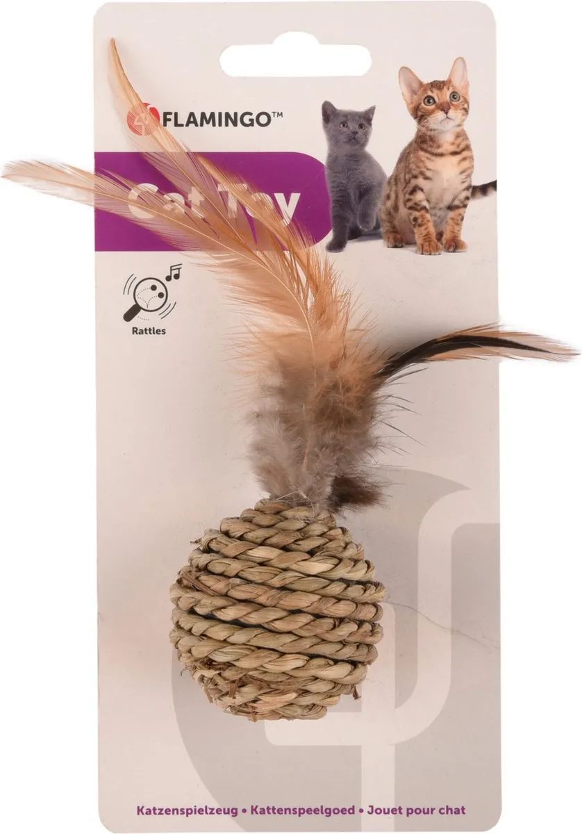 Flamingo Babs Speelgoed Kat Ps Bal Bruin 16cm
