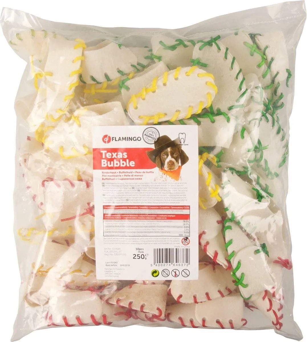 Flamingo Hondensnacks Schoentjes Buffelhuid - 50 Stuks