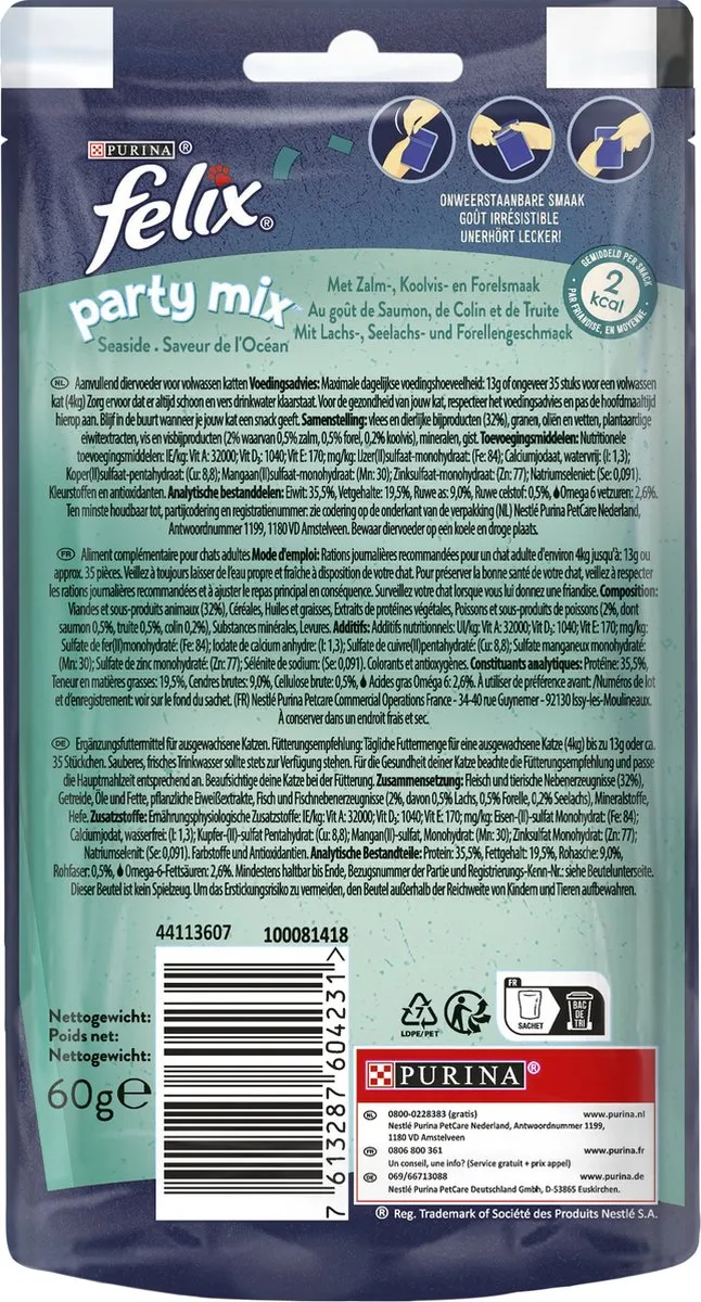 Felix Party Mix Kattensnacks 8x60g