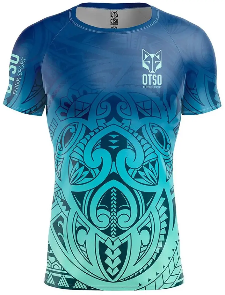 Otso Maori Tangaroa T-shirt Met Korte Mouwen Blauw M Man