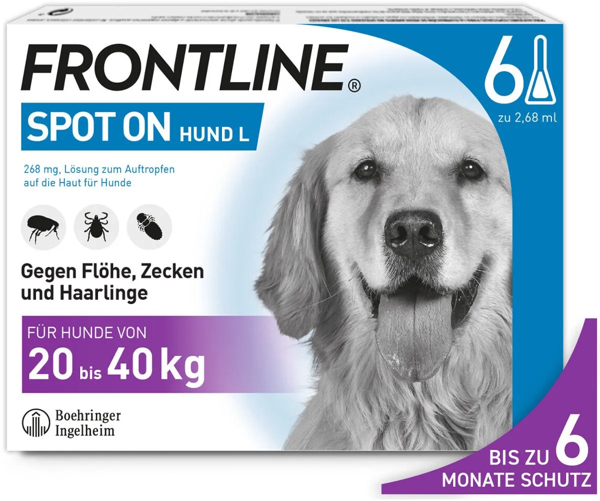 Frontline Spot On hond L (20-40 kg) - 2 x 6 pipetten - Vlooiendruppels Hond