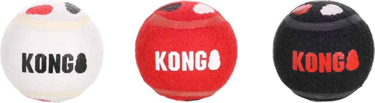 KONG Signature Speelbal L - 2 Stuks - Wit/Rood