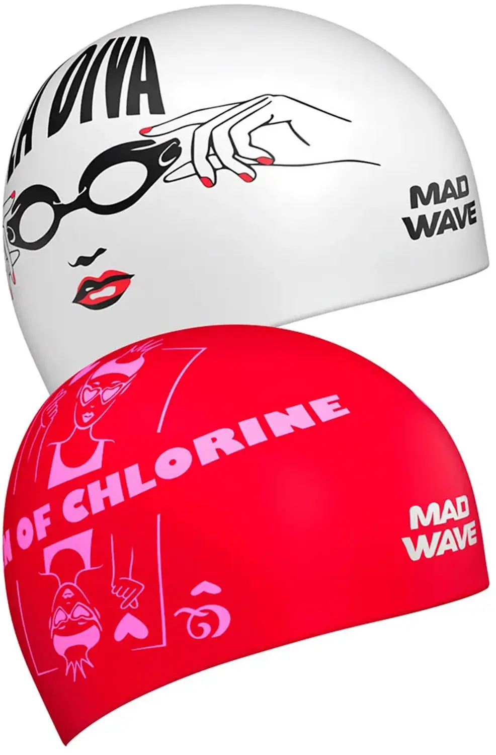 Mad Wave Reverse Queen Zwembadmuts Rood,Wit
