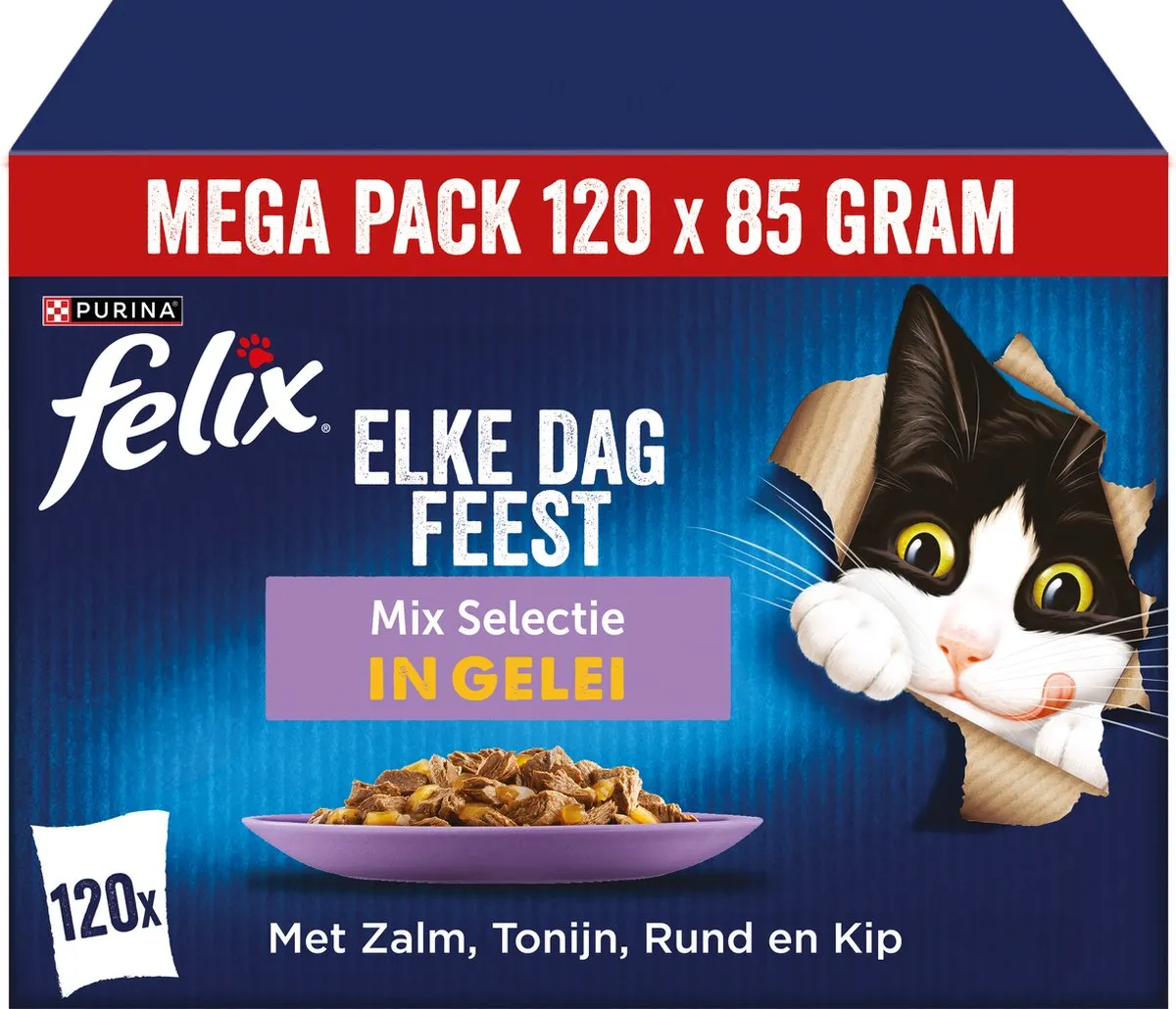Felix Elke Dag Feest Mix Gelei Kattenvoer - 120x85g