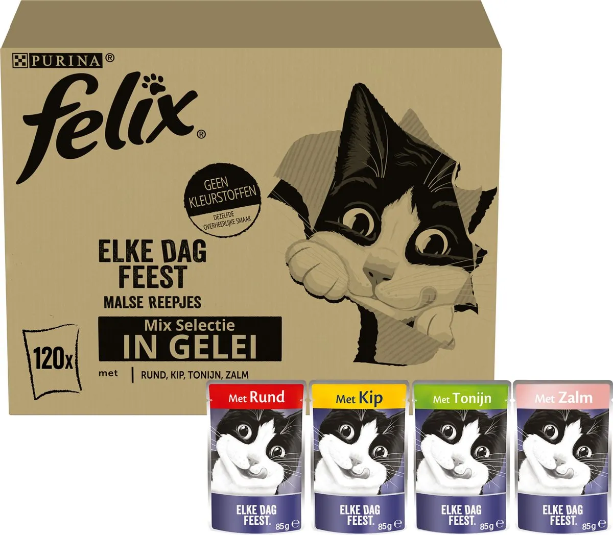 Felix Elke Dag Feest Mix Gelei Kattenvoer - 120x85g