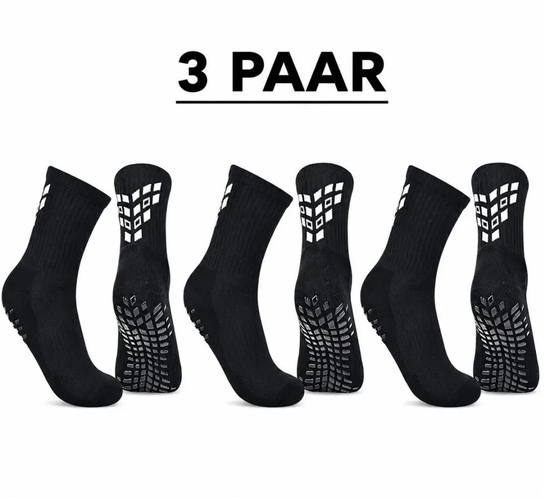 Gripsokken 3 Paar Zwart (39-45)
