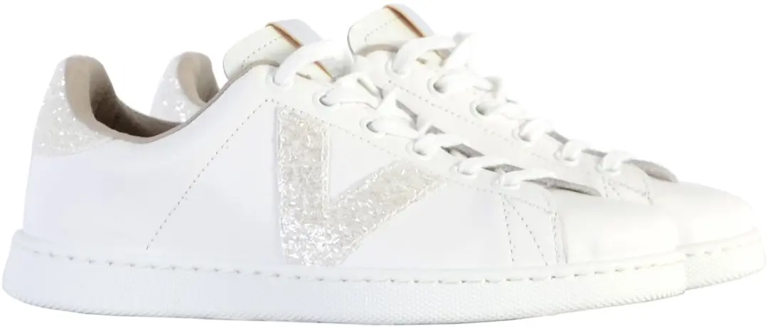 Victoria Tennis Glitter Leren Sportschoenen - Wit - afbeelding 3 van 6