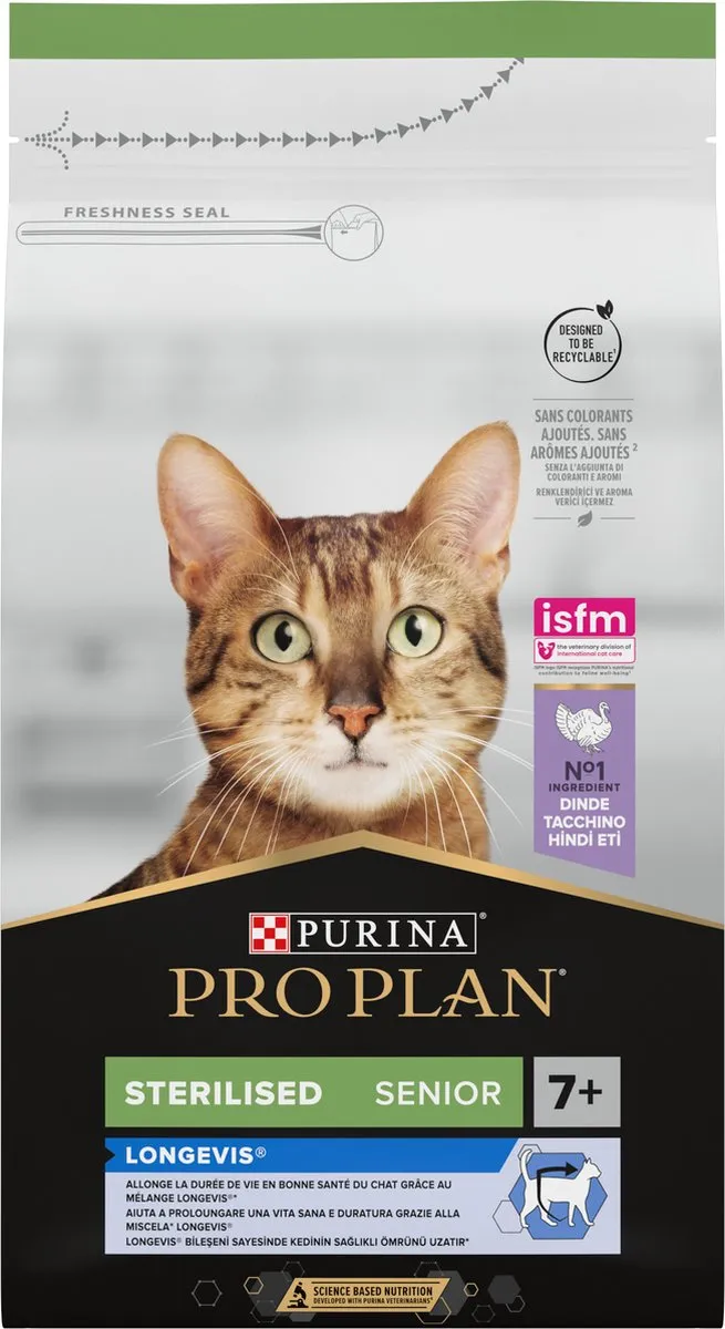 Pro Plan Sterilised Senior 7+ Kattenvoer Droogvoer Kalkoen - 6 x 1,5 kg