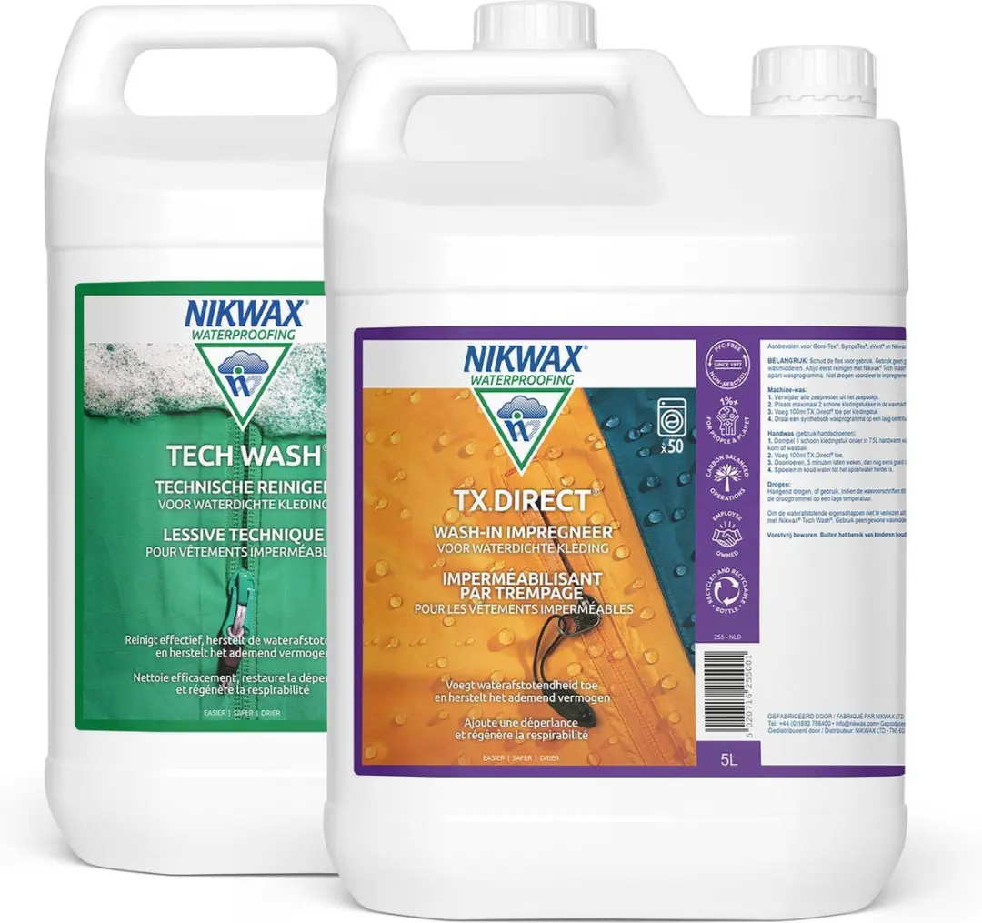 Nikwax Twin Tech Wash Wasmiddel 5L & TX.Direct 5L Impregneermiddel