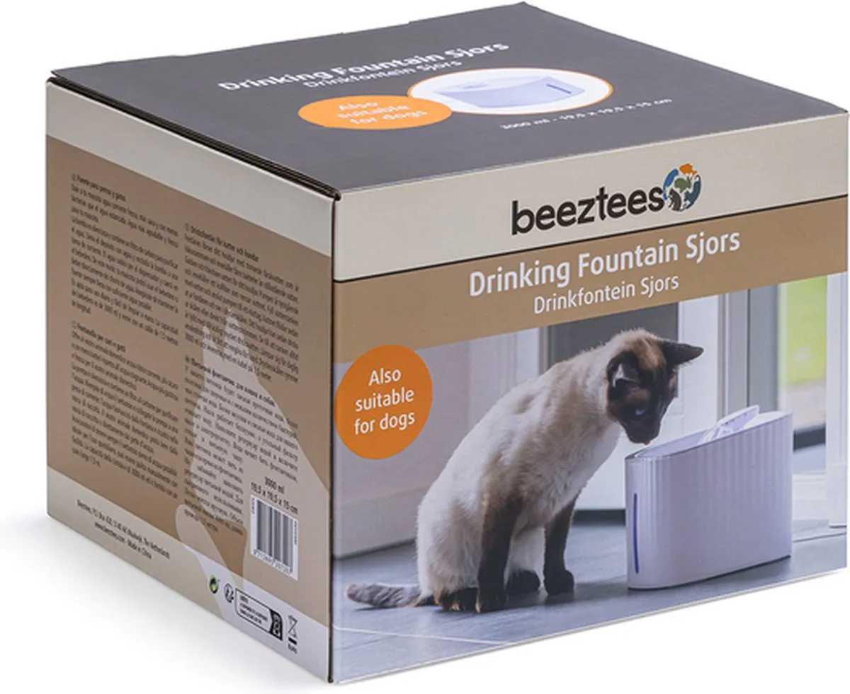 Beeztees Sjors Drinkfontein Kat - Plastic 3L - Wit - afbeelding 6 van 6