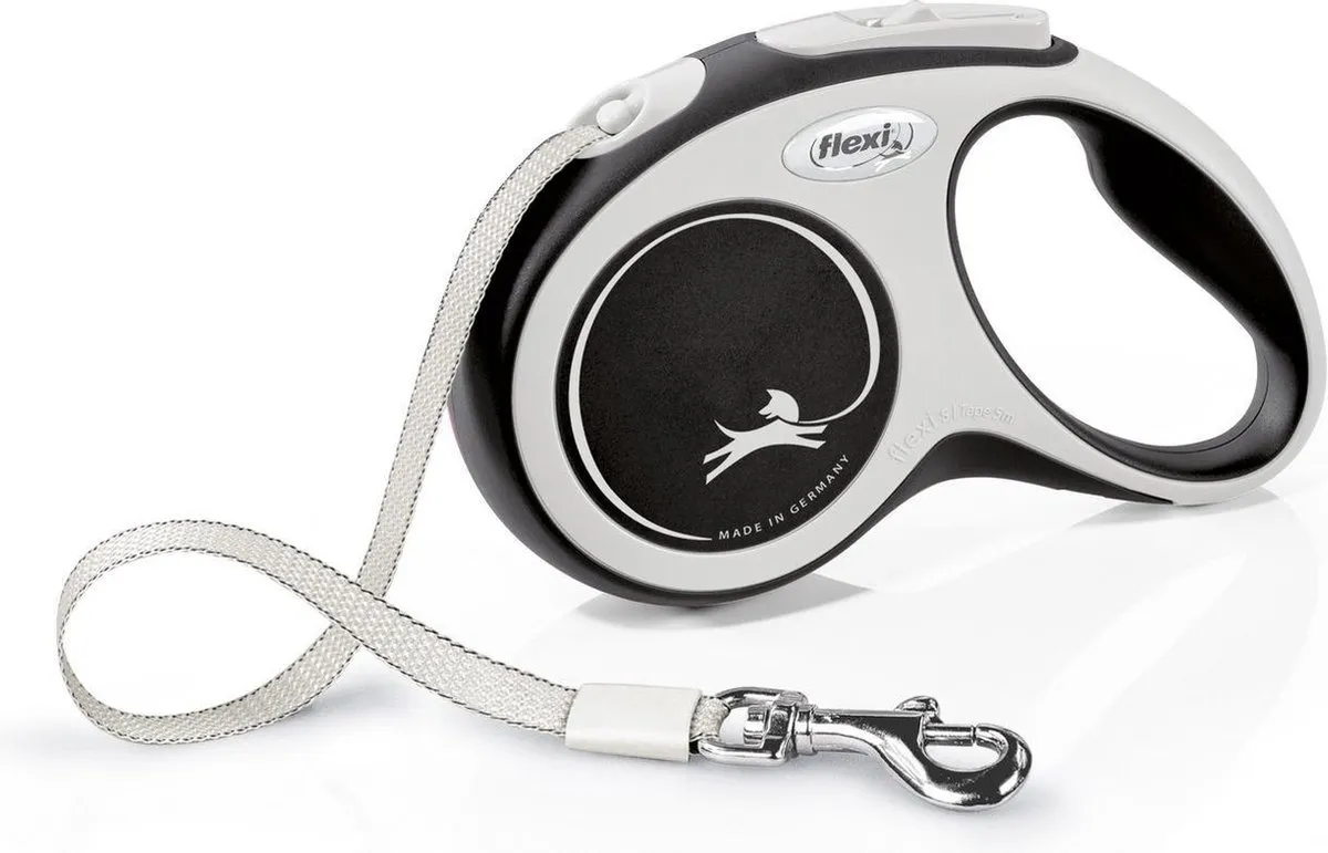 Flexi New Comfort Hondenriem S - 5m - Zwart/Grijs - <12kg