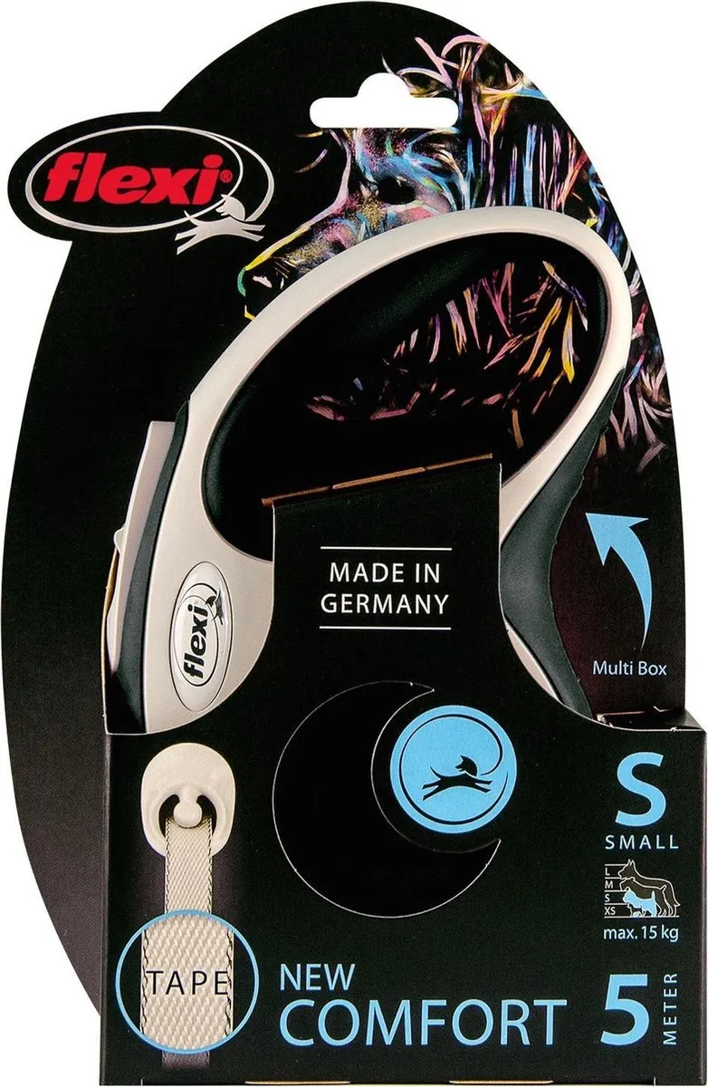 Flexi New Comfort Hondenriem S - 5m - Zwart/Grijs - <12kg - afbeelding 6 van 6