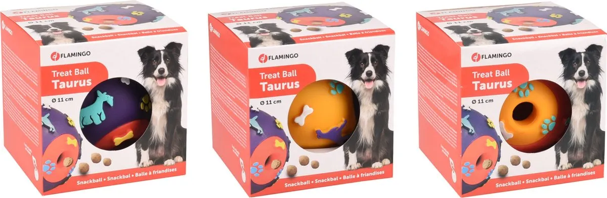 Flamingo Snackbal Taurus Ø11cm - Vulbaar Interactief Hondenspeelgoed - Paars