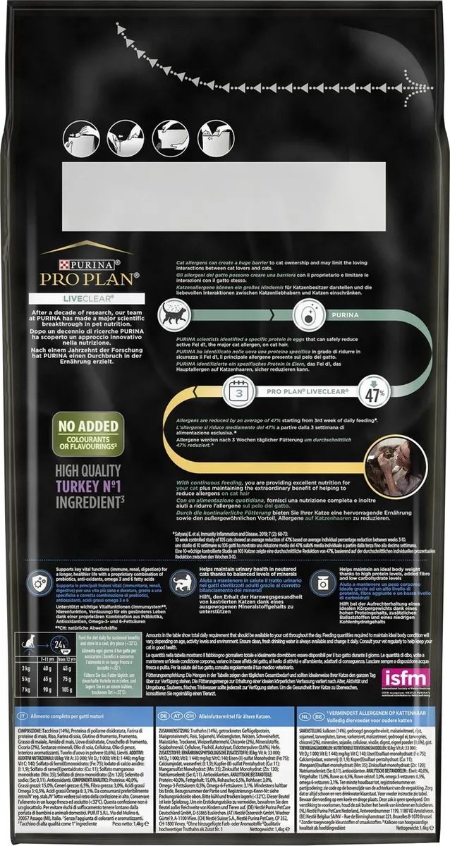Pro Plan Senior LiveClear Kattenvoer Droogvoer Kalkoen 1.4kg