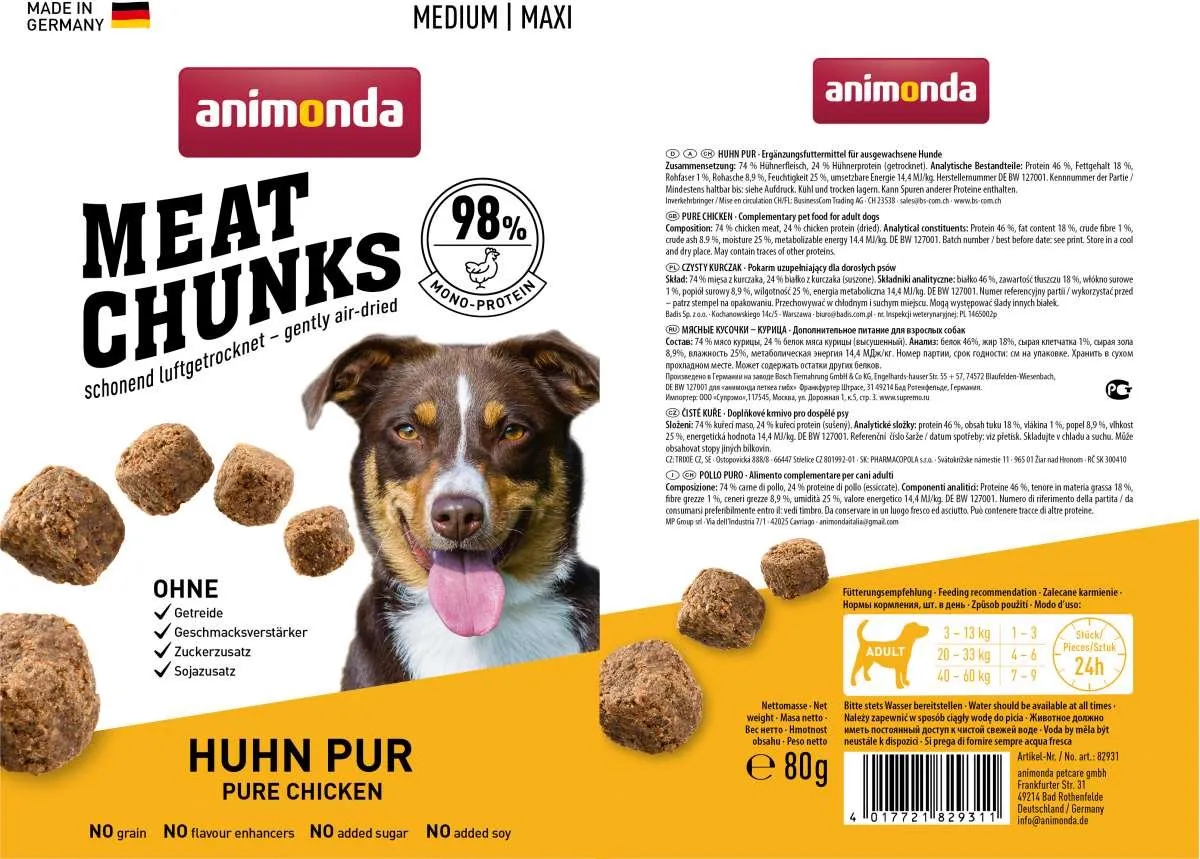 Animonda Meat Chunks Kip Puur Adult 80g