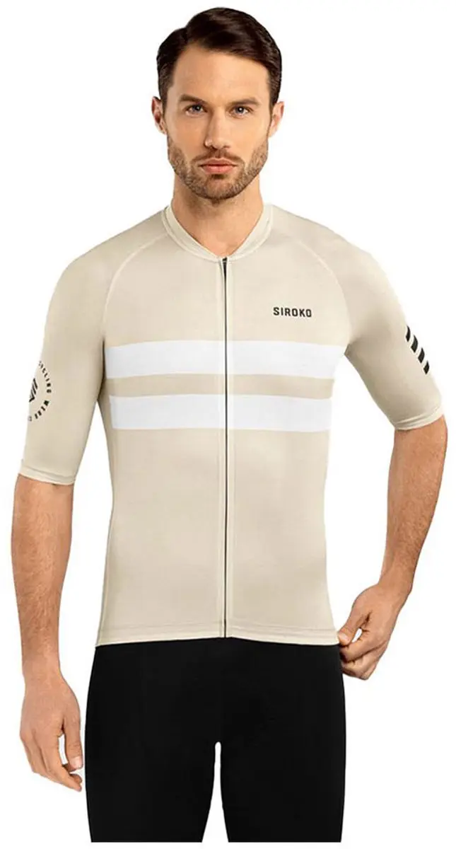 Siroko M3 Swift Korte Mouw Wielertrui Beige M Man