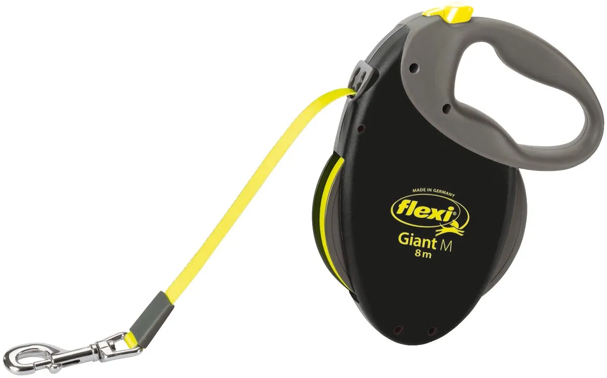 Flexi Giant Tape Hondenriem - 8m - L - Zwart/Geel