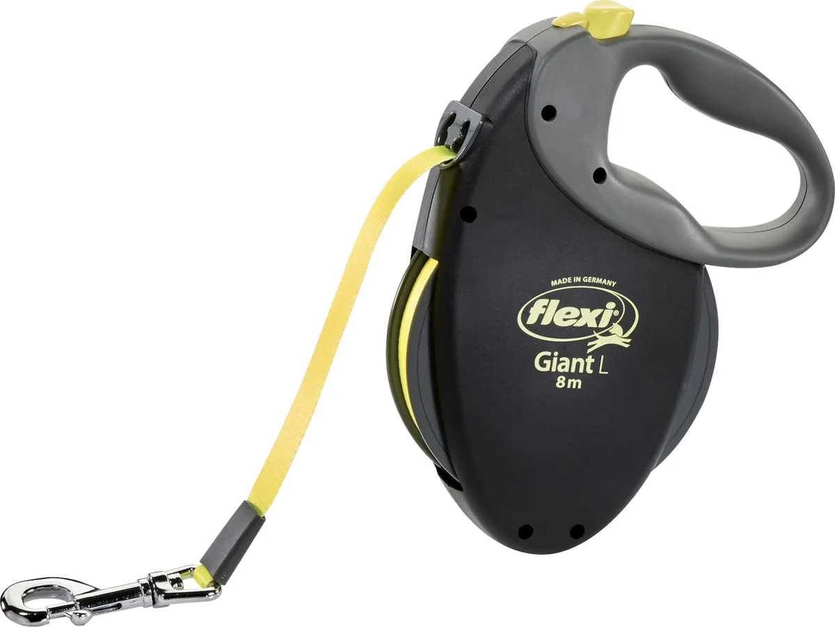 Flexi Giant Tape Hondenriem - 8m - L - Zwart/Geel
