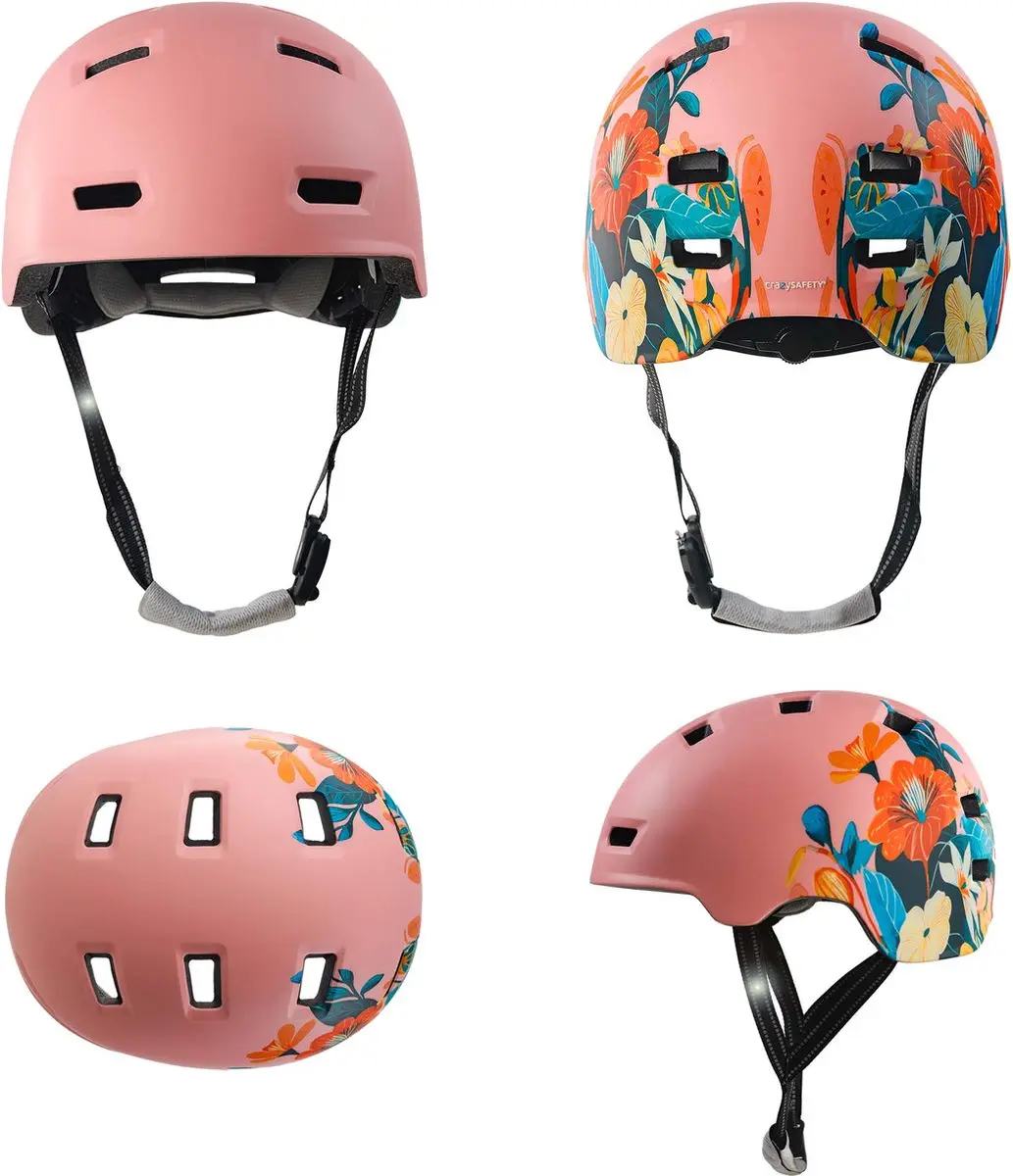 Crazy Safety Rampage Flower Fietshelm - Roze Bloem M - afbeelding 3 van 6