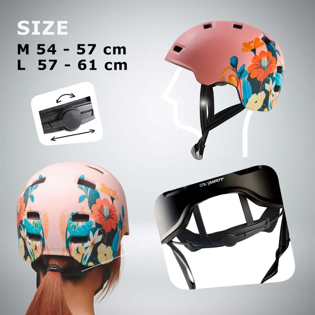 Crazy Safety Rampage Flower Fietshelm - Roze Bloem M - afbeelding 2 van 6
