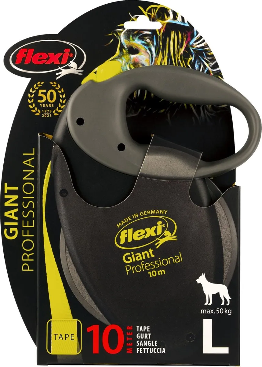 Flexi Giant Tape Hondenriem - Zwart/Neon - 10m - afbeelding 6 van 6
