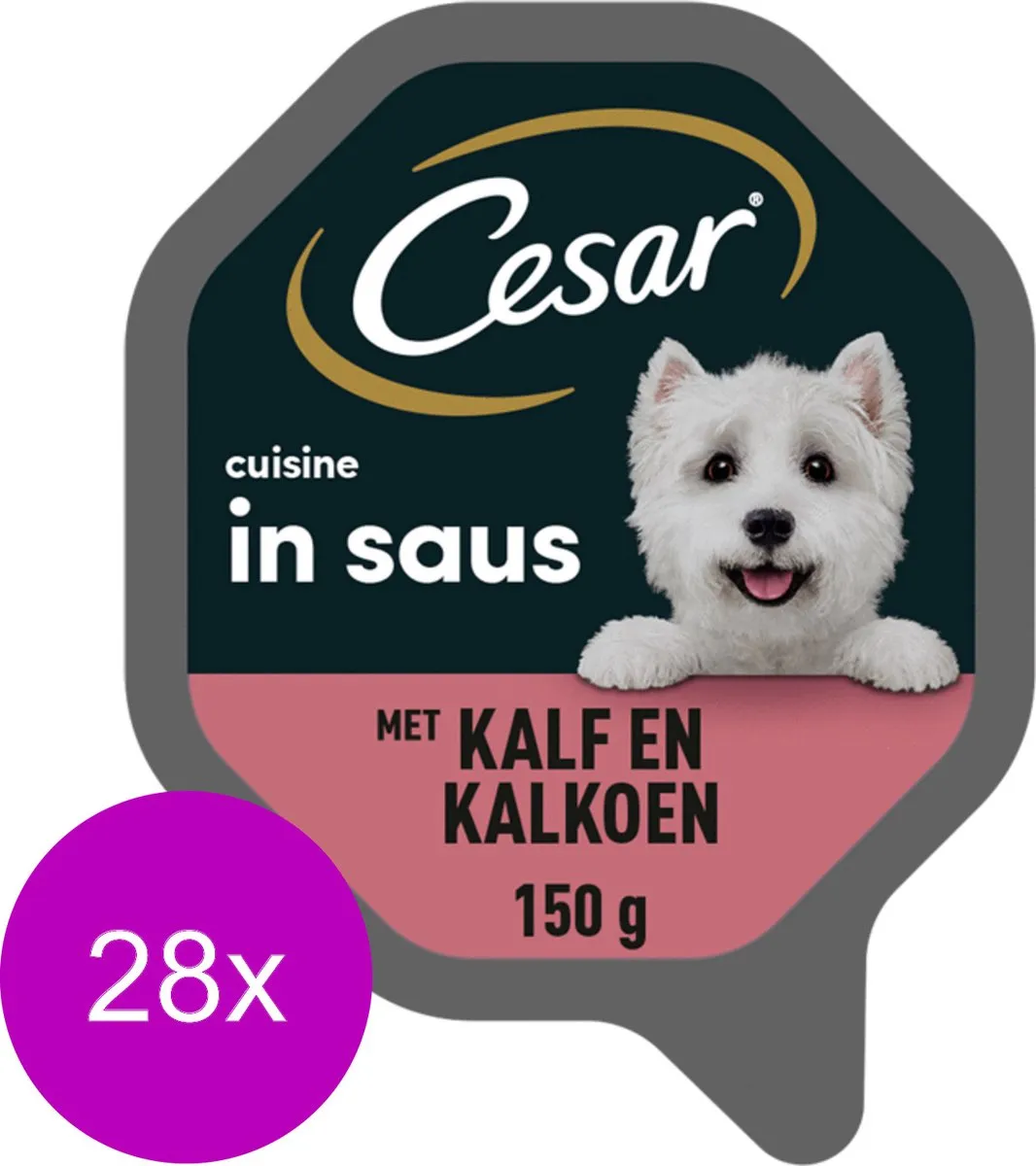 César Alu Cuisine Hondenvoer - Kalf & Kalkoen - 28 x 150g
