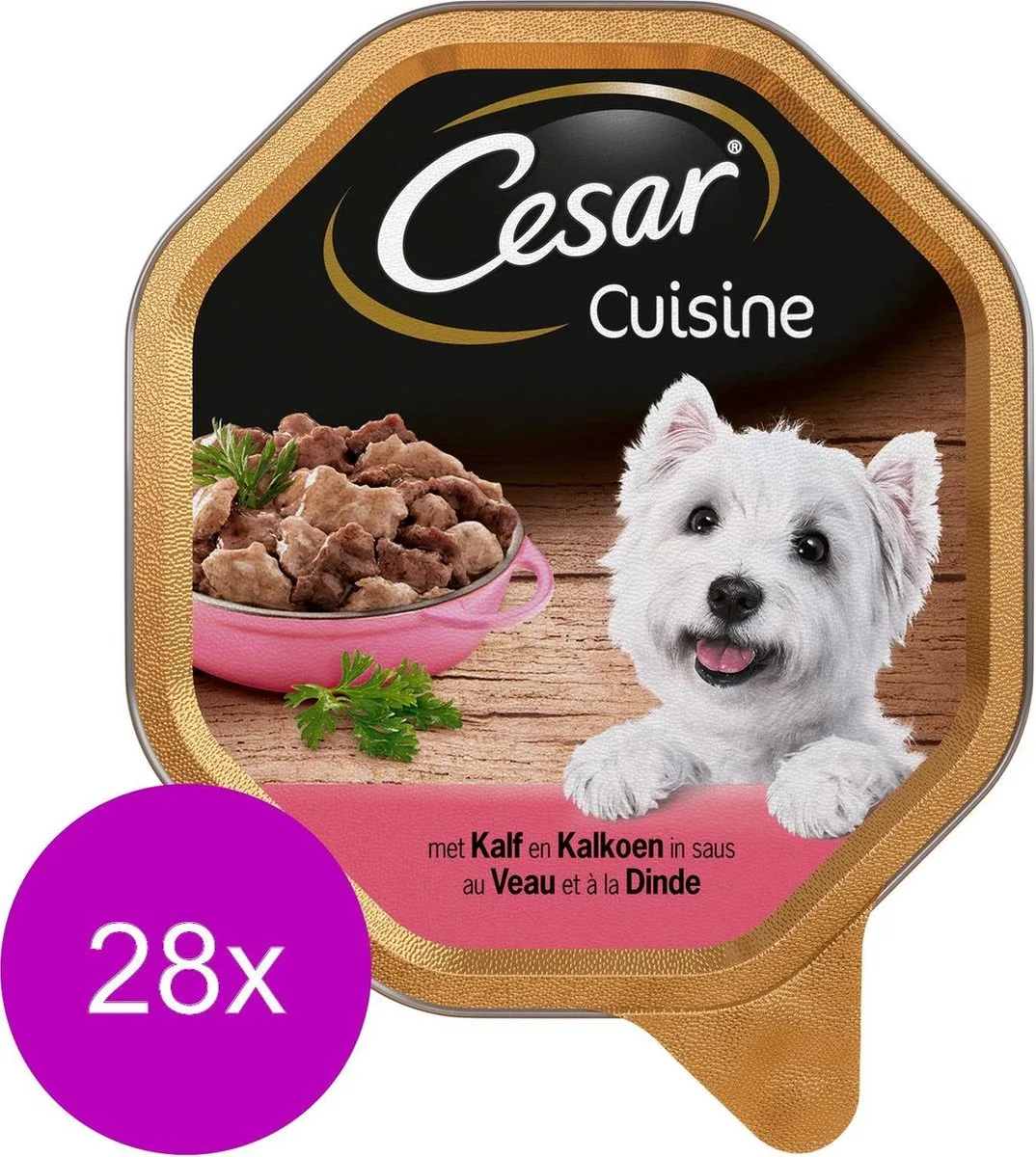 César Alu Cuisine Hondenvoer - Kalf & Kalkoen - 28 x 150g