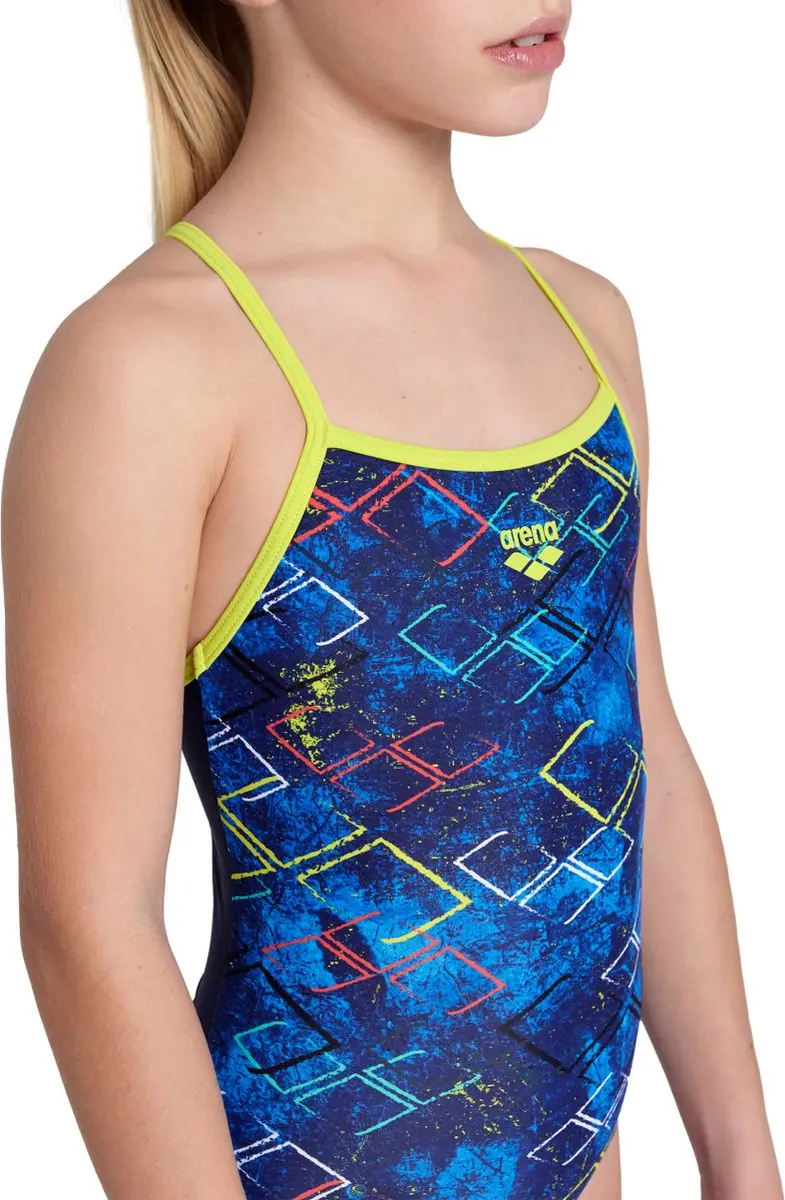 Arena Meisjes Badpak Daly Light Drop Back Marineblauw-Zachtgroen