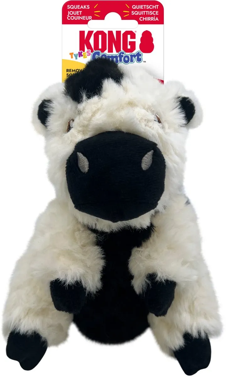 KONG Comfort Tykes Cow Hondenspeelgoed Small - Wit/Zwart