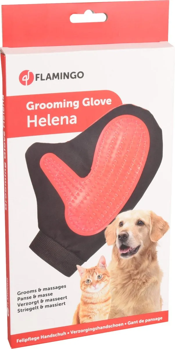 Flamingo Katten Verzorgingshandschoon - Rood - 24x16cm