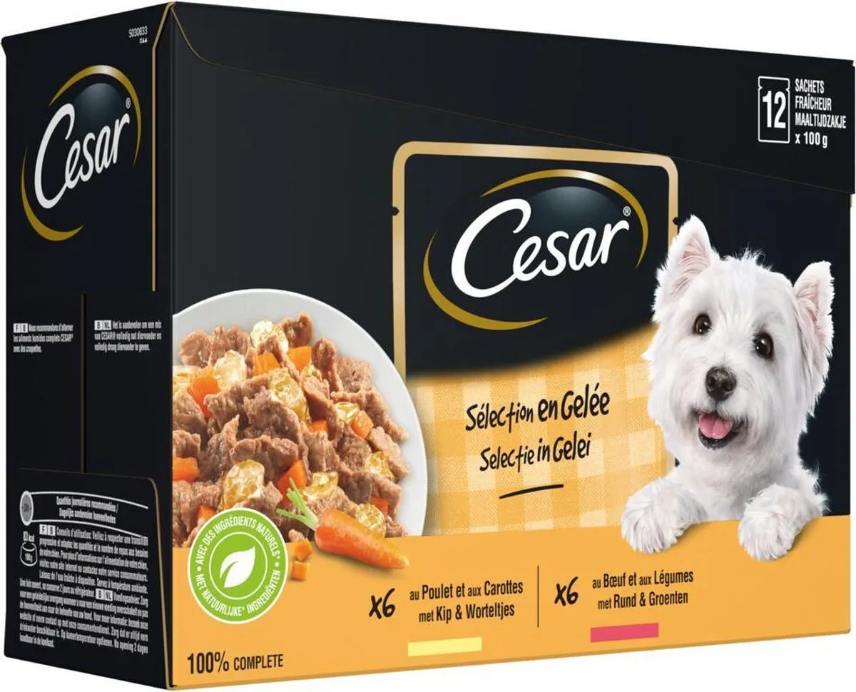 César Maaltijdzakjes Adult In Gelei - 12 Stuks