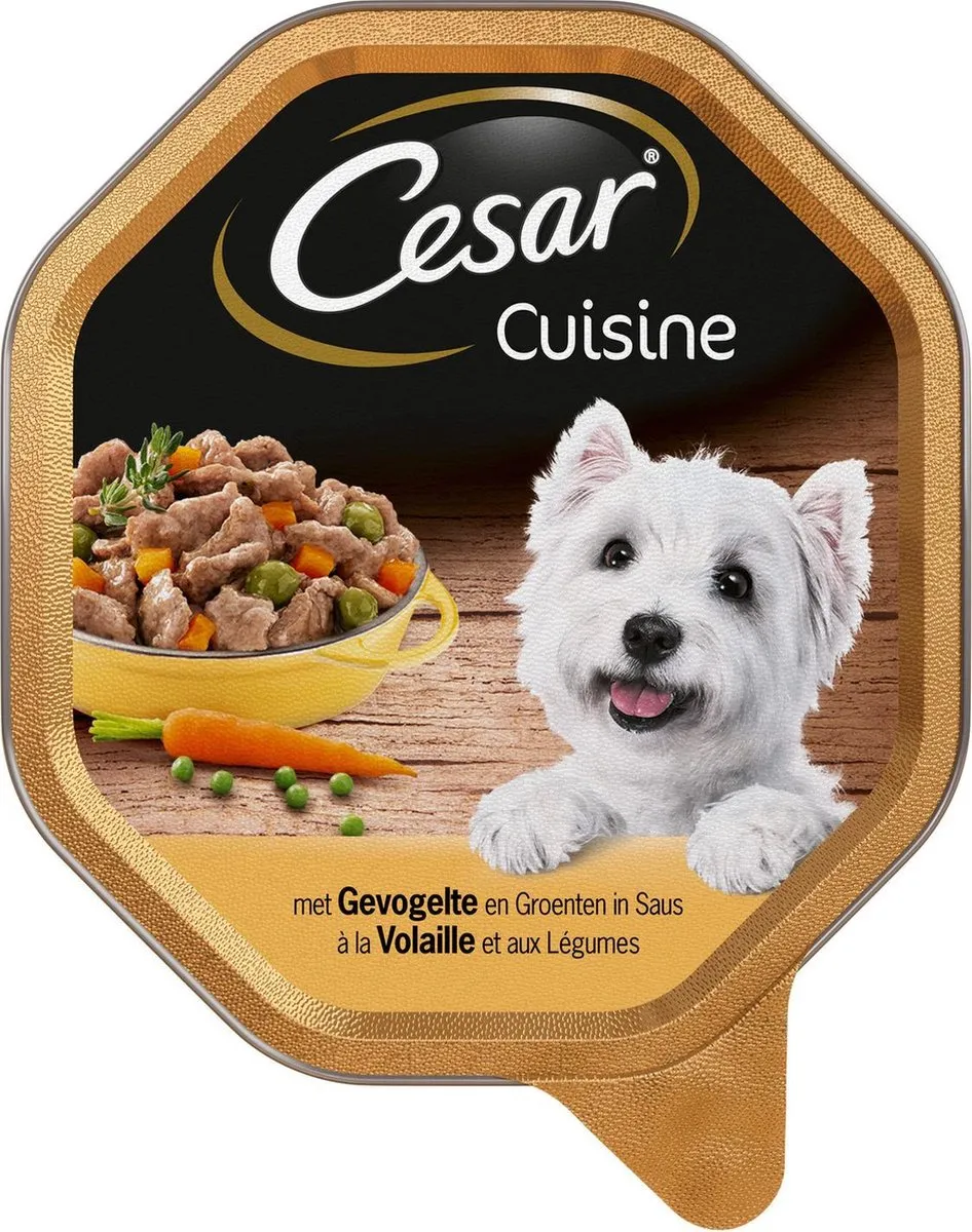 14x Cesar alu cuisine gevogelte / groente in saus hondenvoer 150 gr