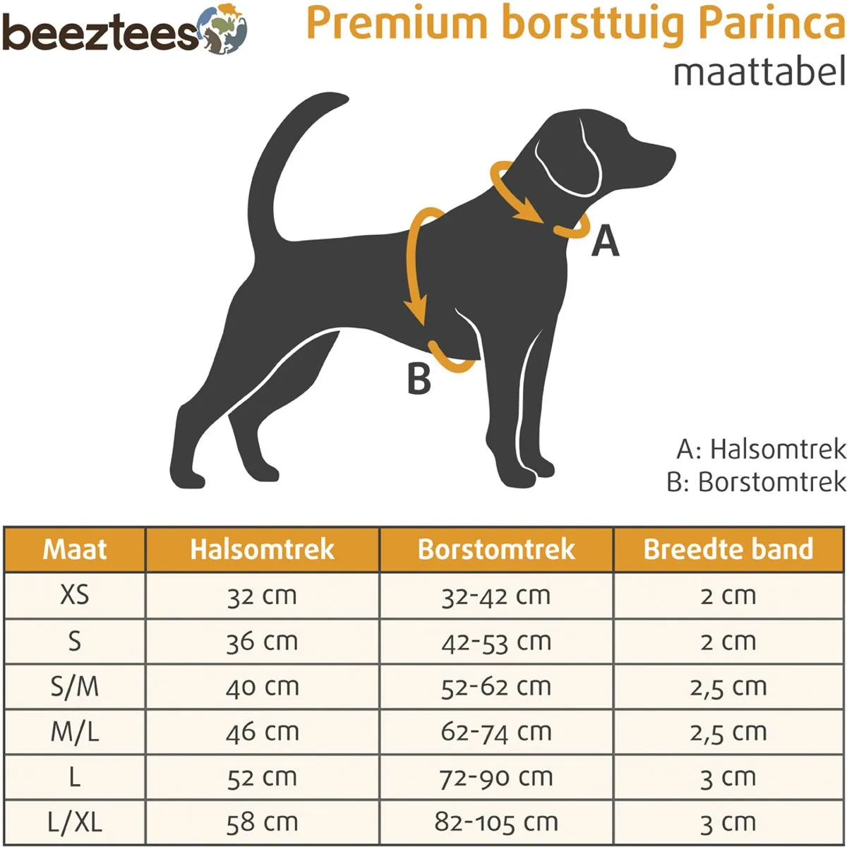 Beeztees Premium Parinca Borsttuig - 52-62cm Grijs