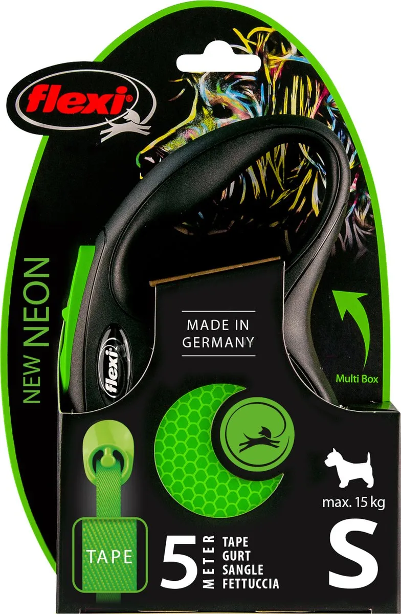 Flexi New Neon Hondenriem - Groen - S - 5m