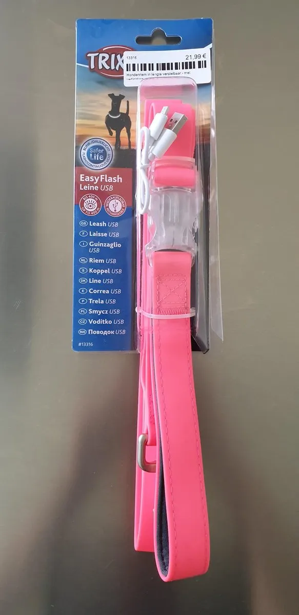 Trixie Easy Flash Hondenriem - Neon Roze 180cm