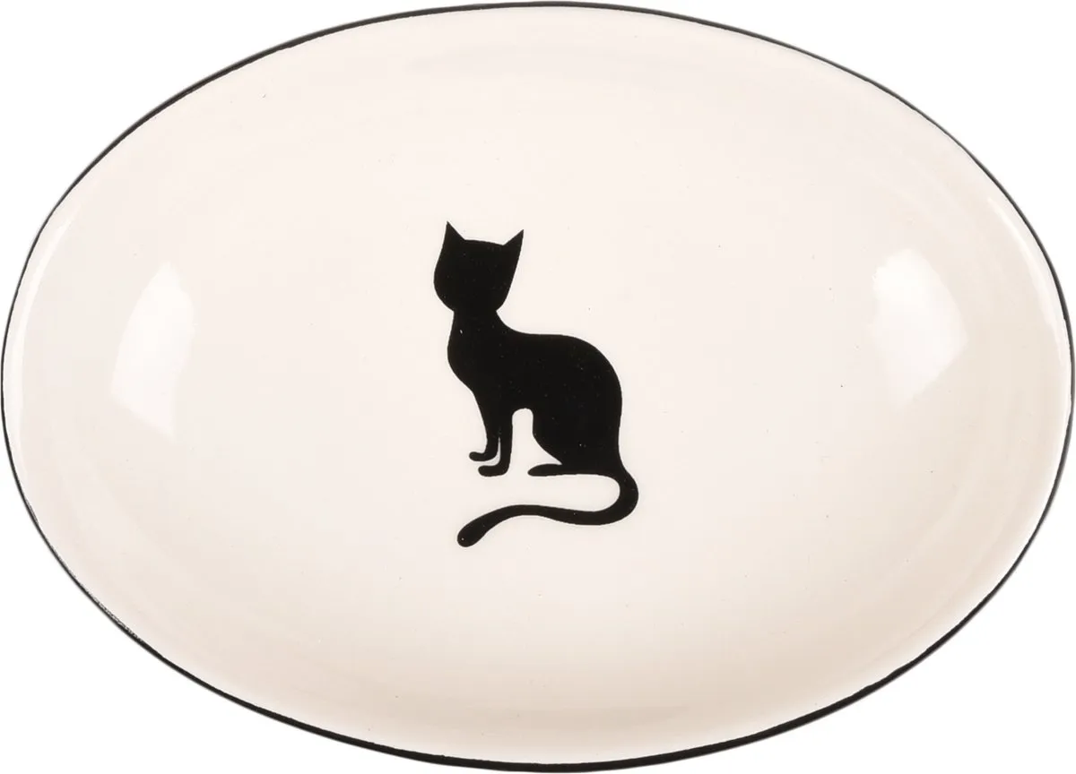 Flamingo Nala Kattenvoerbak - 90ml - Ø13cm - Zwart/Wit