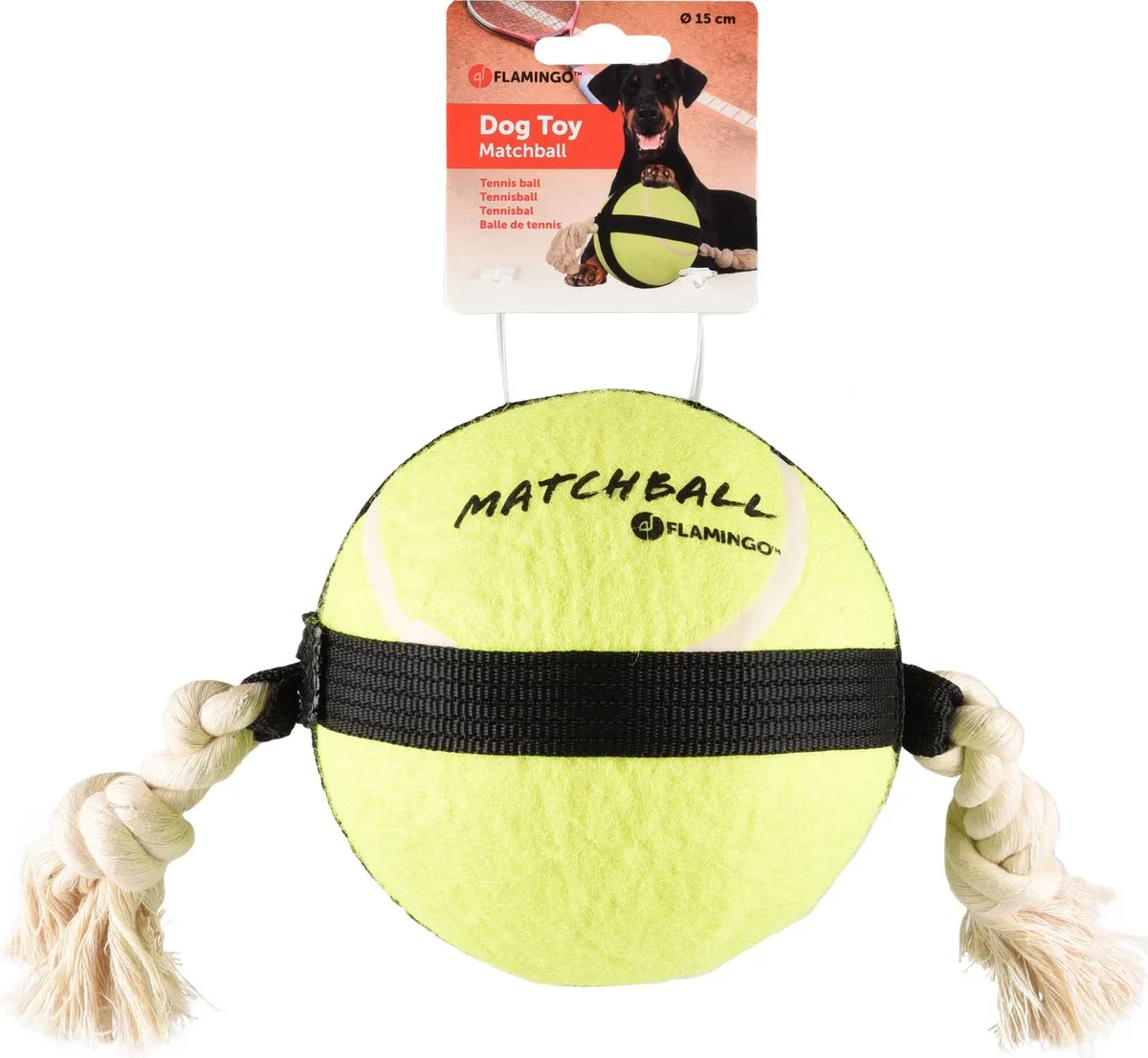 Flamingo Matchball Tennisbal met Touw - 40cm - Geel