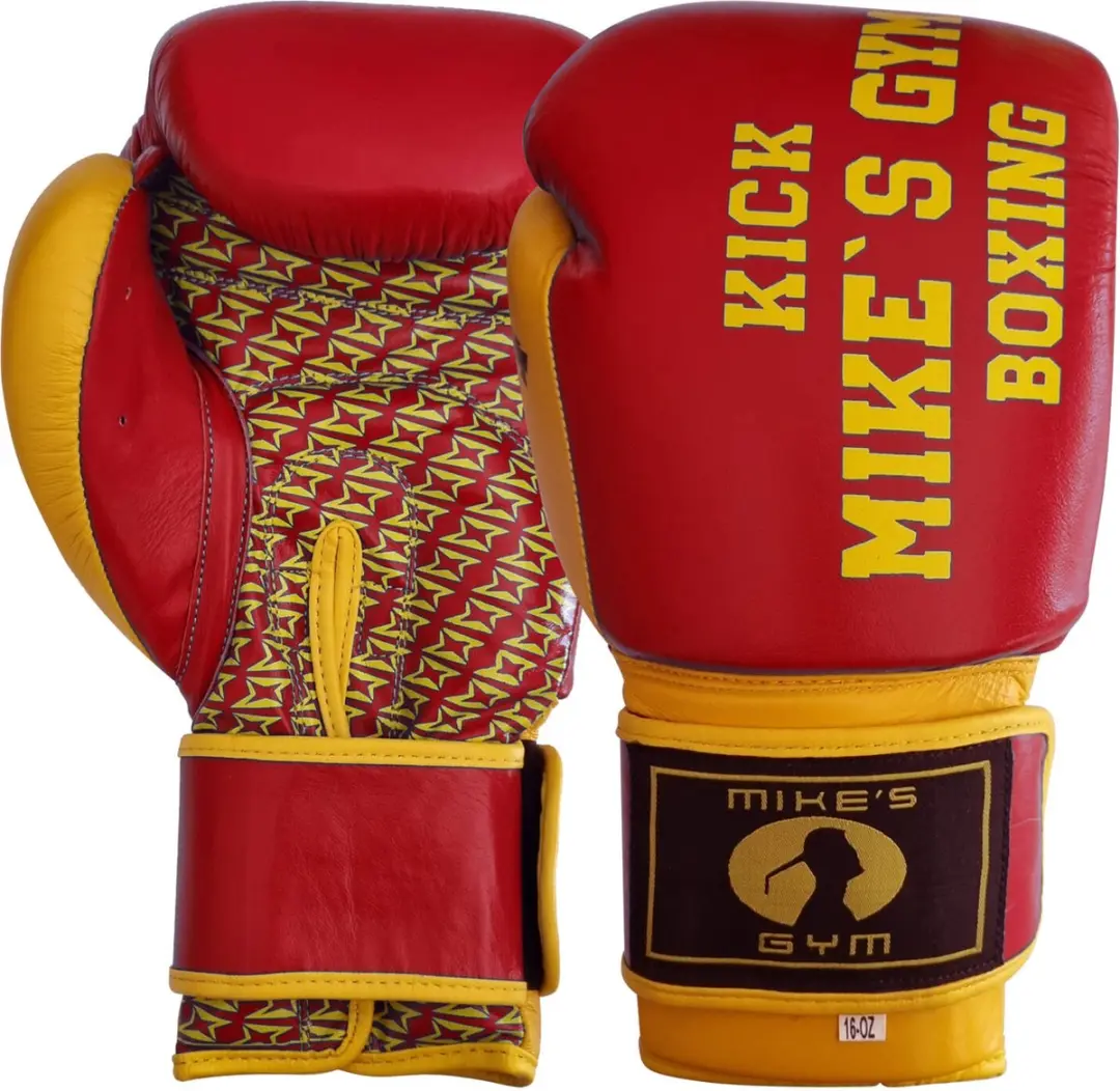 Mike's Gym Bokshandschoenen - Leer - Rood met geel